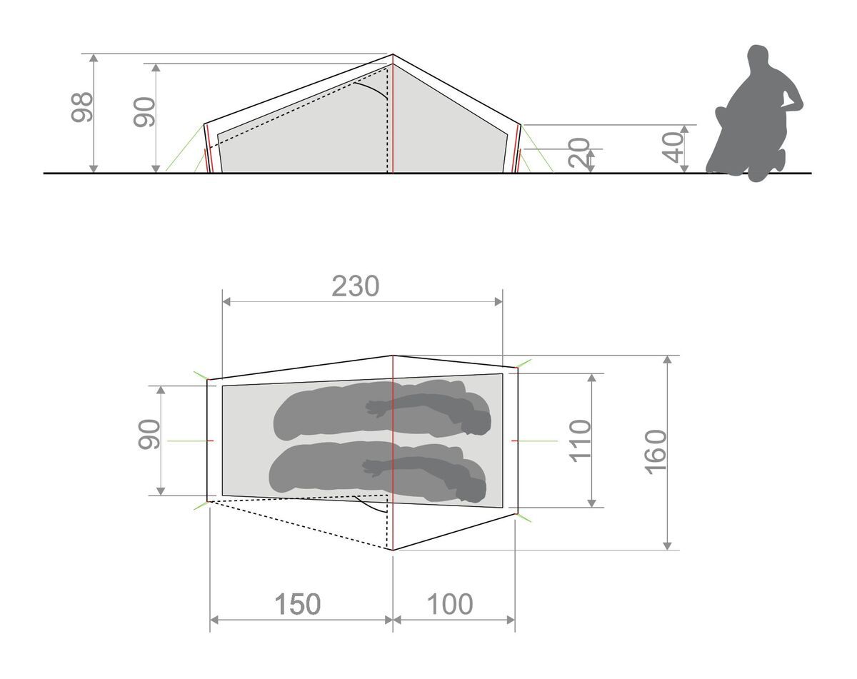 Gebruikte Vaude Lizard Seamless 1-2P Ultralight wandeltent - Afbeelding 3